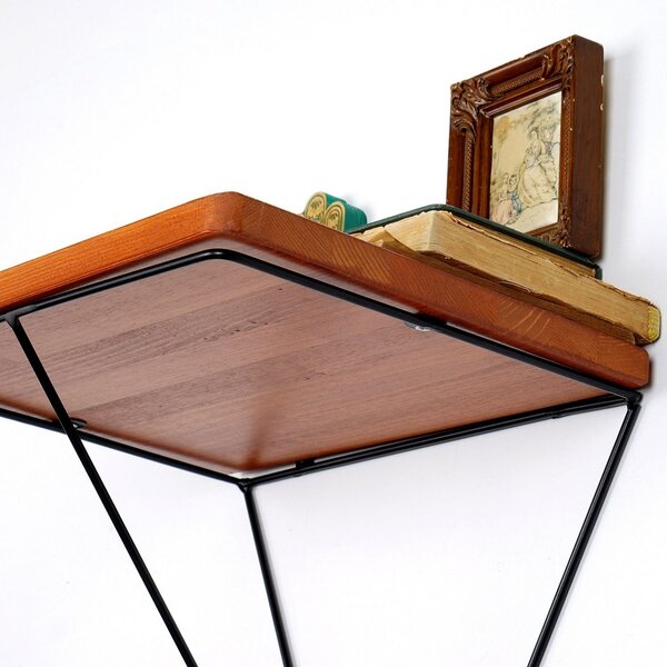 Polita WR037, cires/negru, lemn/metal, 33x28x33 cm