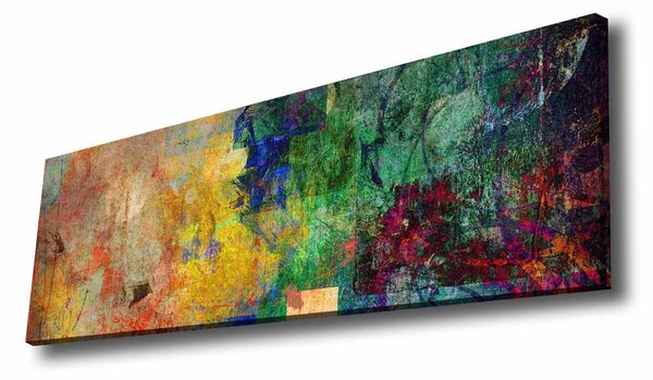 Tablou 887GLR1012, multicolor, panza/lemn, 90x30 cm