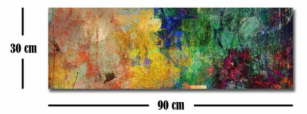 Tablou 887GLR1012, multicolor, panza/lemn, 90x30 cm