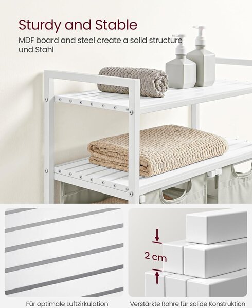 Cos de rufe Vasagle Alb 46L, 73 x 33 x 92 cm