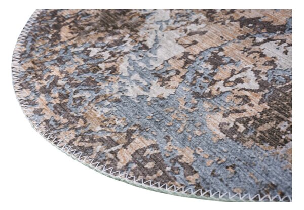 Covor albastru deschis/maro deschis lavabil rotund ø 80 cm Sandstorm – Vitaus