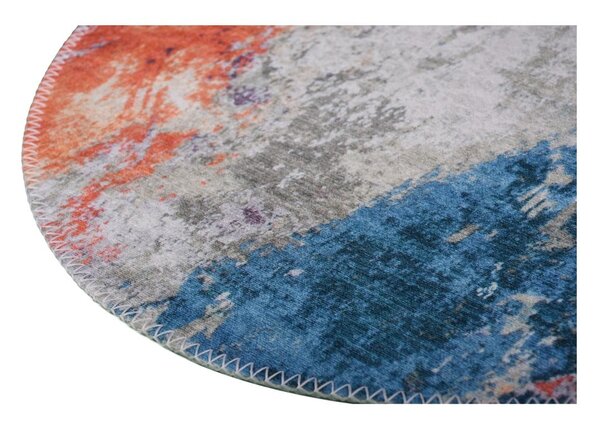 Covor albastru/portocaliu lavabil rotund ø 80 cm – Vitaus