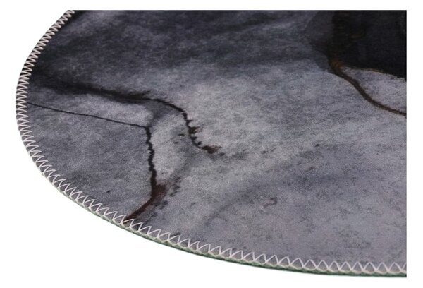 Covor negru-alb lavabil rotund ø 80 cm – Vitaus