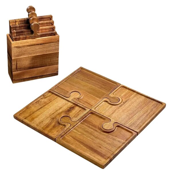 Puzzletray™ Set De Tăvi Din Lemn Pentru Servire