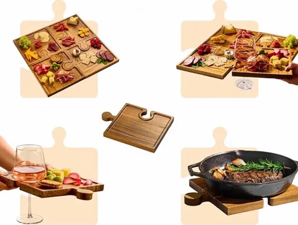 Puzzletray™ Set De Tăvi Din Lemn Pentru Servire