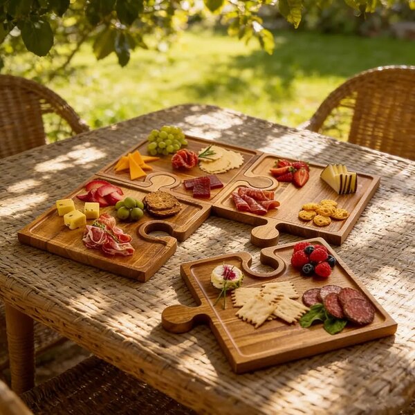 Puzzletray™ Set De Tăvi Din Lemn Pentru Servire