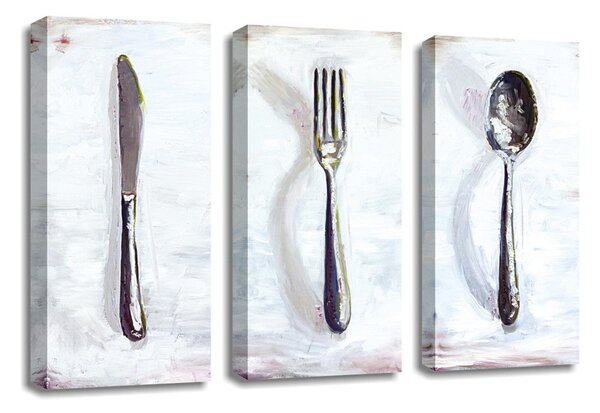 Set 3 tablouri UC032, gri, panza, 20x45 cm