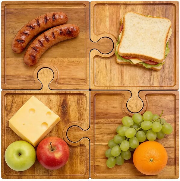 Puzzletray™ Set De Tăvi Din Lemn Pentru Servire