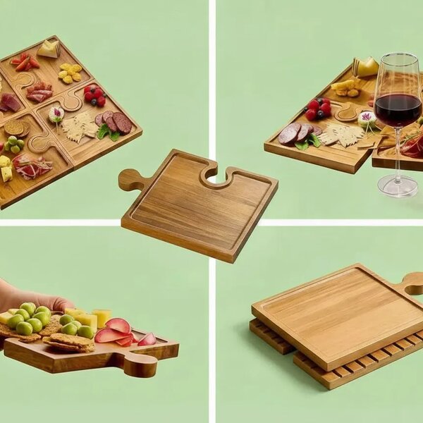 Puzzletray™ Set De Tăvi Din Lemn Pentru Servire