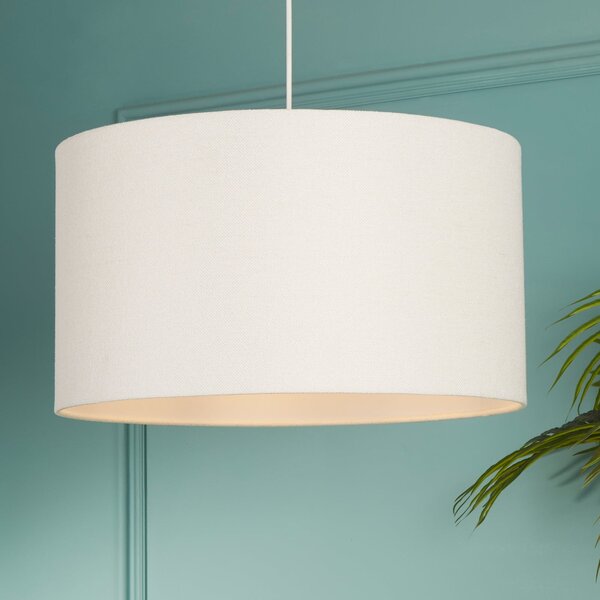 Searchlight Lampă suspendată Rayna, Ø 50 cm, alb, in, E27, reglabil, Bej, Camera de zi / sufragerie, Țesătură / Textil, Scandinavă