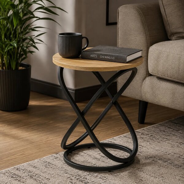 Masuta cafea EOS E, stejar artisan/negru mat, 45x55 cm
