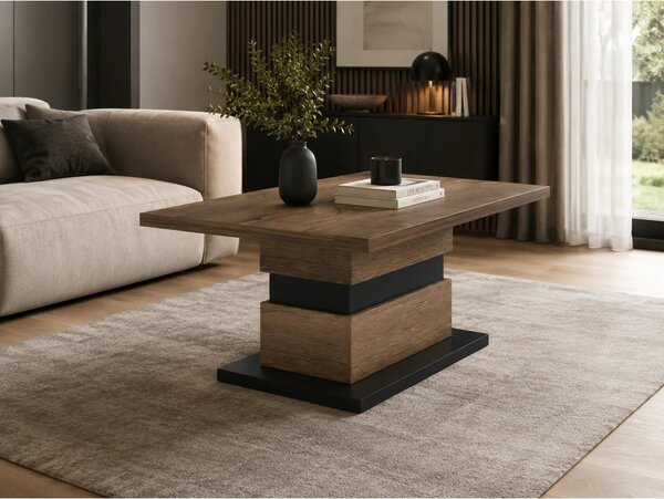 Masuta cafea DELIS T, stejar/negru, DTD laminat, 110x65x46 cm