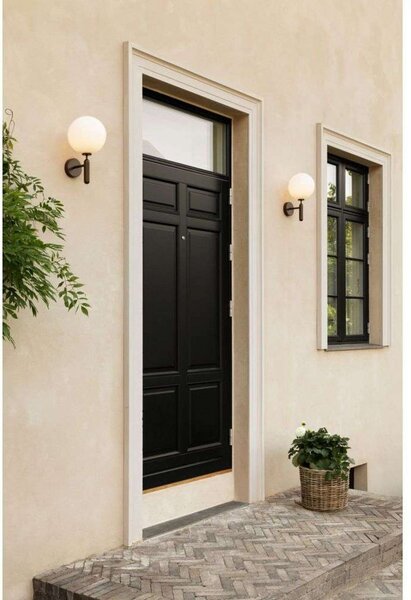 Nuura Aps Aplica de perete pentru exterior Miira, Ø 20 cm, bronz închis/opal, reglabil, Bronz / Alamă Veche, Metal, Scandinavă