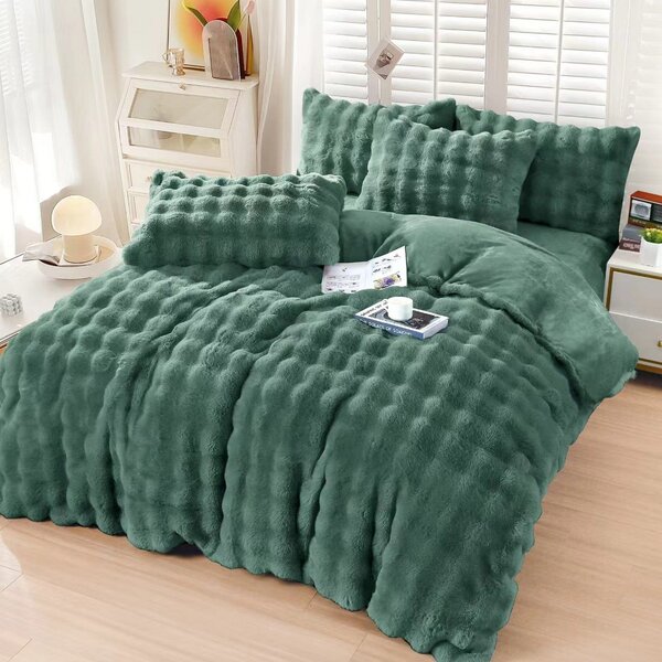 Set lenjerie pat cocolino SPOT VIOLET, verde inchis, 230x250 cm, cu ce