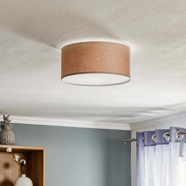 TK Lighting Plafonieră Rondo, cappuccino, Ø 30 cm, reglabil, Maro / Rugină, dormitor, Țesătură / Textil, Modern