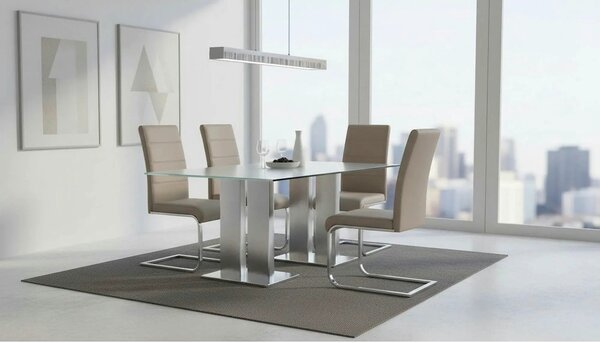 Scaun K85, cappuccino/crom, piele ecologic/metal, 42x56x100 cm