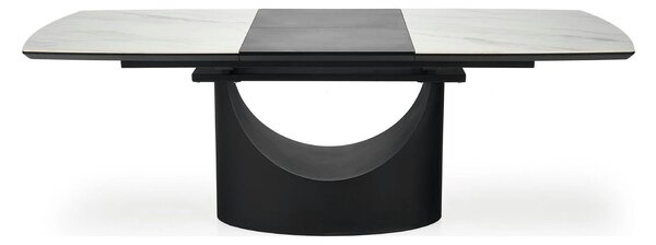 Masa extensibila OSMAN, alb efect marmura/negru, ceramica/metal, 160/2