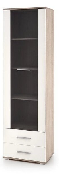 Vitrina LIMA, alb/stejar sonoma, PAL/sticla, 60x40x200 cm
