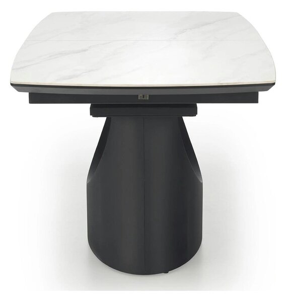 Masa extensibila OSMAN, alb efect marmura/negru, ceramica/metal, 160/2