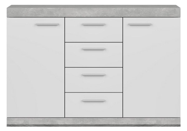 Comoda CATLIN, alb/gri, PAL, 118.5x35x83 cm