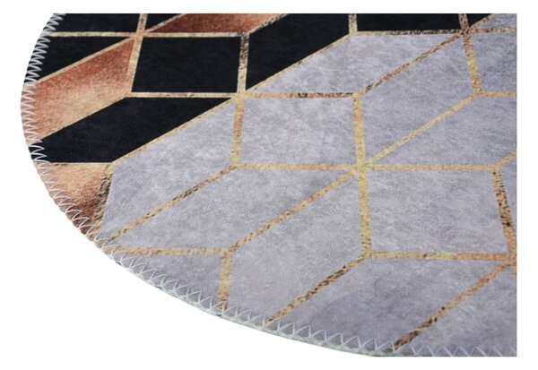 Covor negru-alb lavabil rotund ø 120 cm – Vitaus
