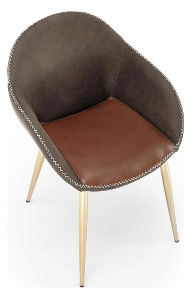 Scaun K304, gri/maro, piele ecologica/otel, 57x59x81 cm