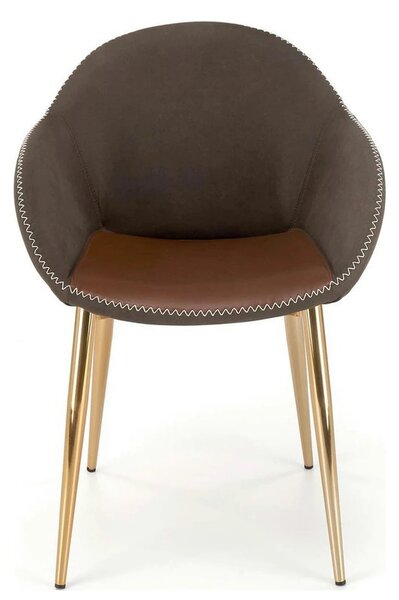Scaun K304, gri/maro, piele ecologica/otel, 57x59x81 cm