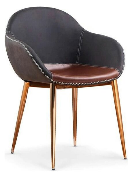 Scaun K304, gri/maro, piele ecologica/otel, 57x59x81 cm