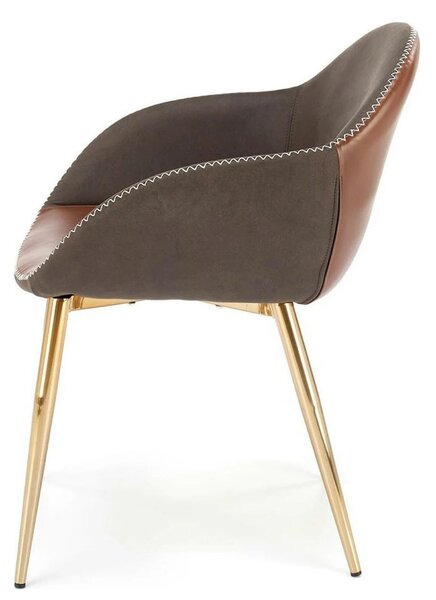 Scaun K304, gri/maro, piele ecologica/otel, 57x59x81 cm