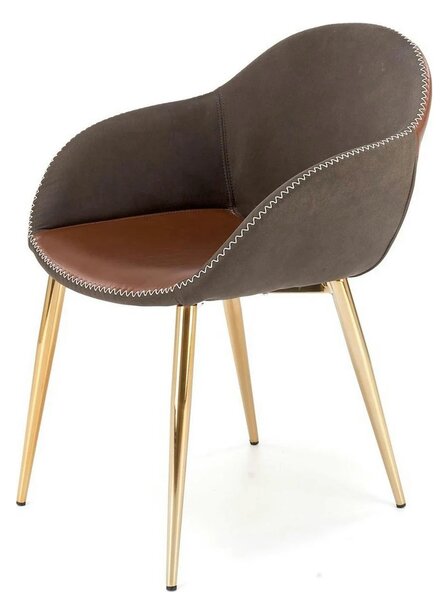 Scaun K304, gri/maro, piele ecologica/otel, 57x59x81 cm