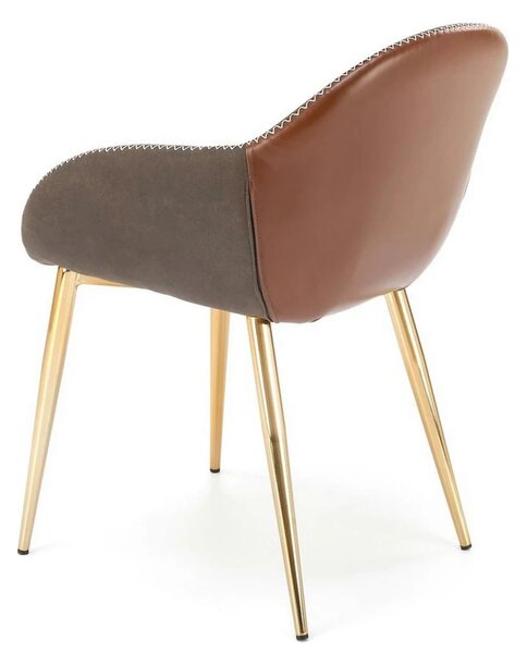Scaun K304, gri/maro, piele ecologica/otel, 57x59x81 cm