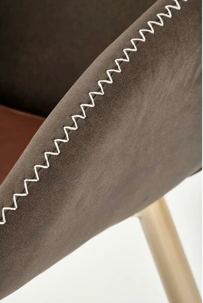Scaun K304, gri/maro, piele ecologica/otel, 57x59x81 cm