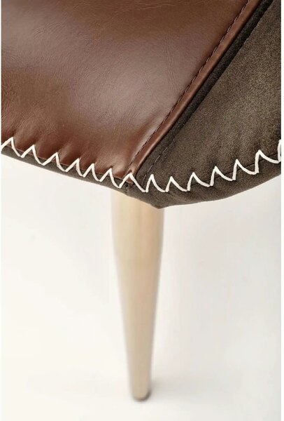 Scaun K304, gri/maro, piele ecologica/otel, 57x59x81 cm