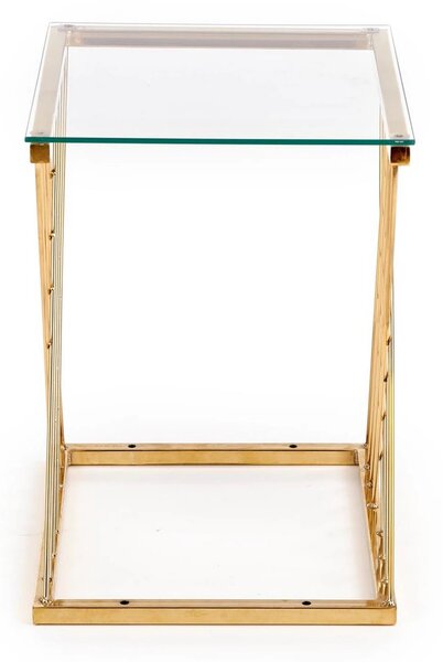 Masuta cafea NANCY, transparent/auriu, sticla/otel, 45x39x52 cm