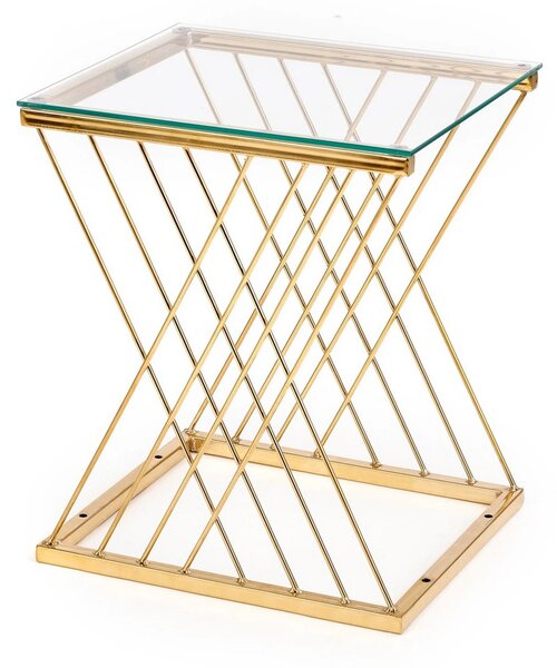 Masuta cafea NANCY, transparent/auriu, sticla/otel, 45x39x52 cm