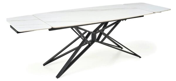 Masa extensibila ALFREDO, alb cu efect de marmura/negru, piatra sinter