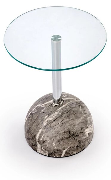 Masuta cafea ARIANA, transparent/gri cu efect de marmura, sticla/otel