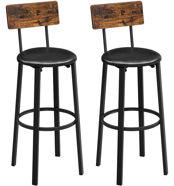 2 scaune de bar cu suport pentru picioare , maro rustic și negru