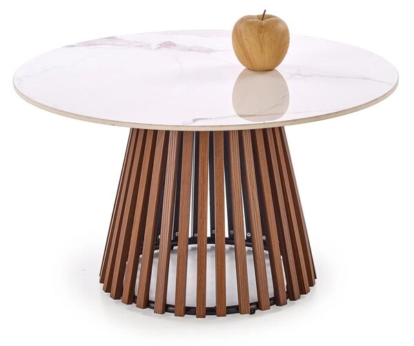 Masuta cafea MDF CARINA, bej cu efect de marmura/nuc, 80x46 cm