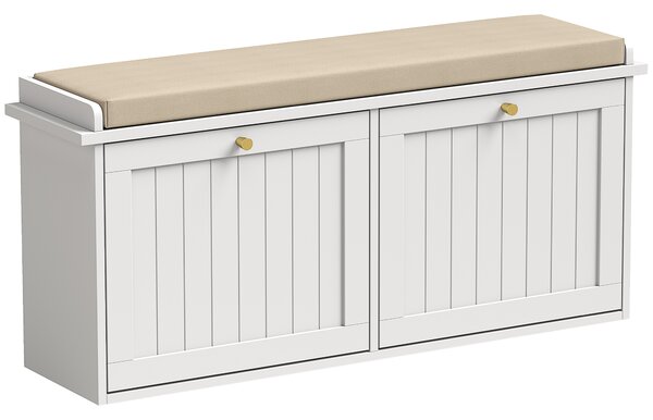 HOMCOM Bancă pantofar, mobilier pentru hol, pernuță tapițată, 2 sertare basculante, 8-10 perechi de pantofi | Aosom Romania