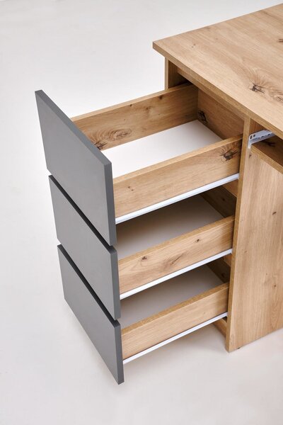 Birou CINO, stejar artisan/gri grafit, PAL laminat, 120x50x77 cm
