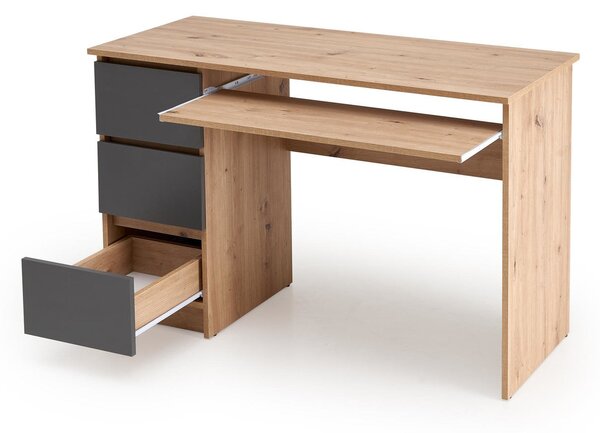 Birou CINO, stejar artisan/gri grafit, PAL laminat, 120x50x77 cm