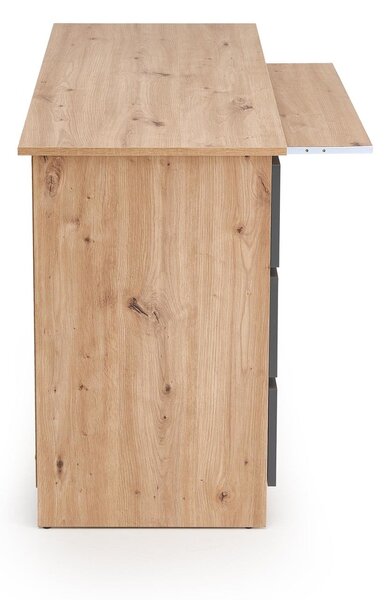 Birou CINO, stejar artisan/gri grafit, PAL laminat, 120x50x77 cm