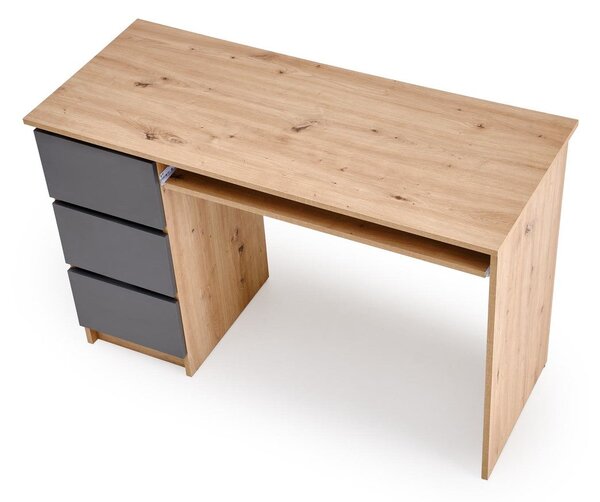 Birou CINO, stejar artisan/gri grafit, PAL laminat, 120x50x77 cm