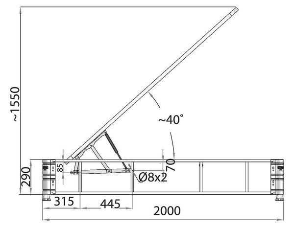 Somiera rabatabila 80x200