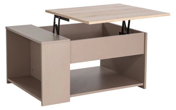 Masuta cafea DROP, bej/stejar, PAL, 80x60x42/56 cm