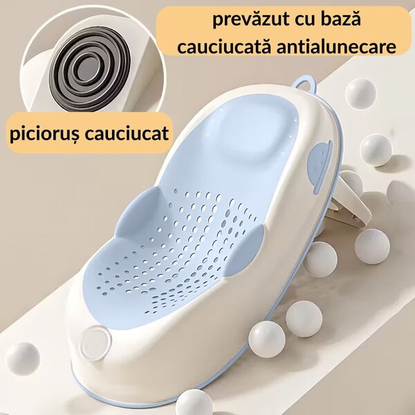 Suport baie pliabil pentru bebelusi Kidizi Soak albastru, antialunecare, 0-6 luni
