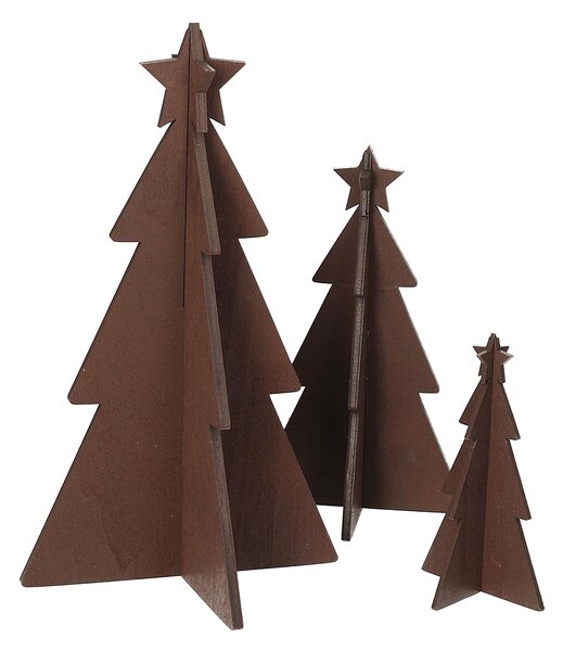 Arbori rustici decorare 3 buc maro