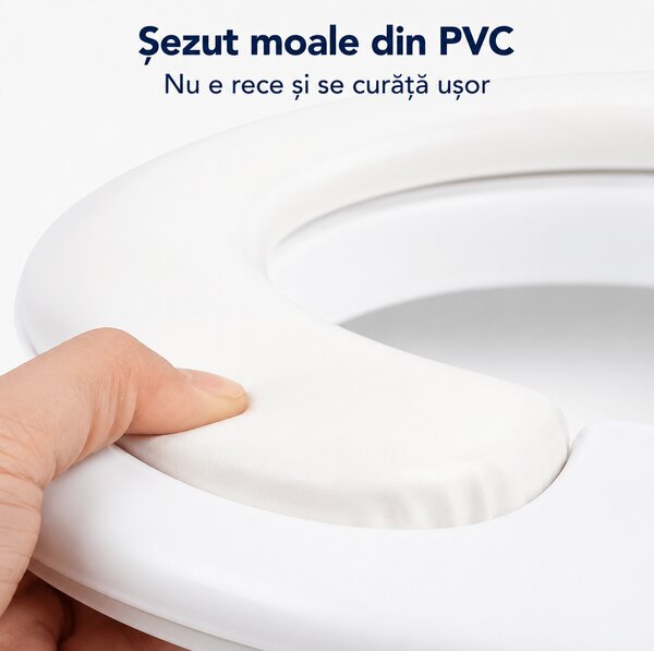 Reductor WC copii Kidizi Nubi – sezut moale din PVC, manere laterale si fixare reglabila