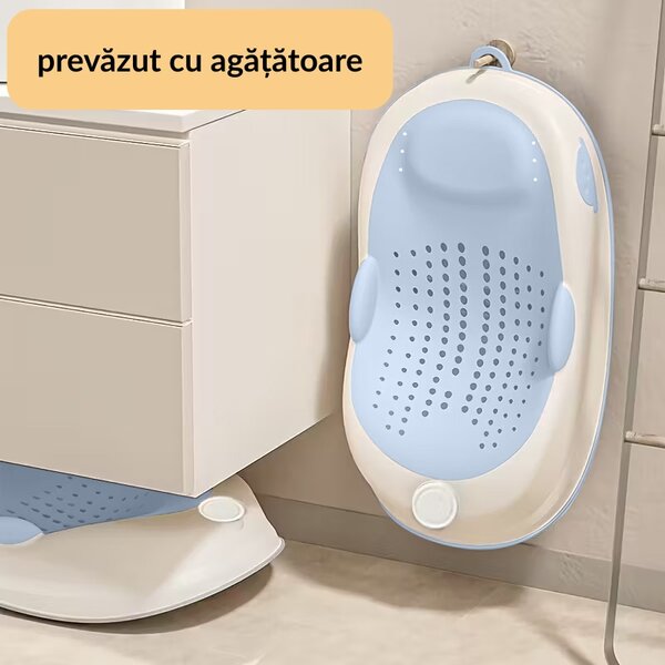 Suport baie pliabil pentru bebelusi Kidizi Soak albastru, antialunecare, 0-6 luni